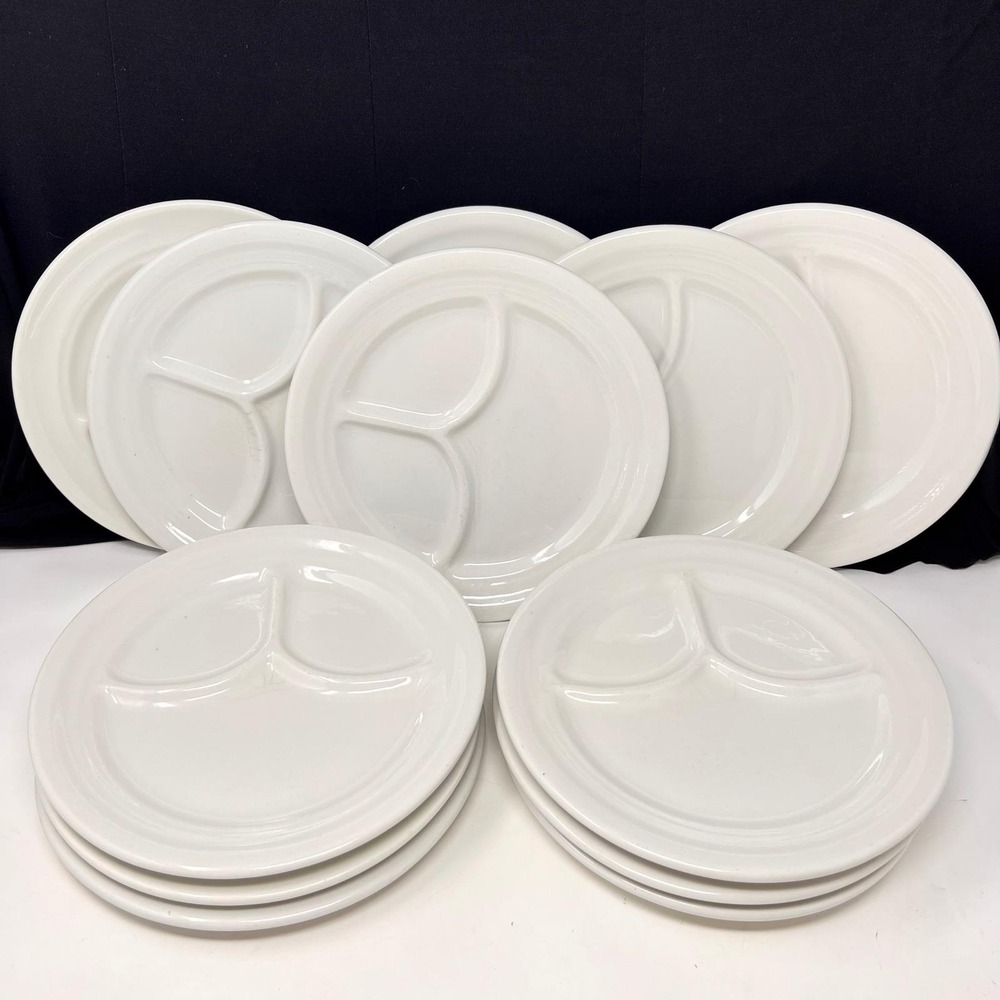 Plates‎ Divided Restaurant Diner Lunch Counter VTG White Two Sizes 12Pcs READ